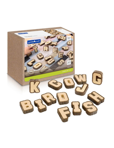 G301409,Litere cu aspect de scoarta de copac, 36 piese, Guidecraft