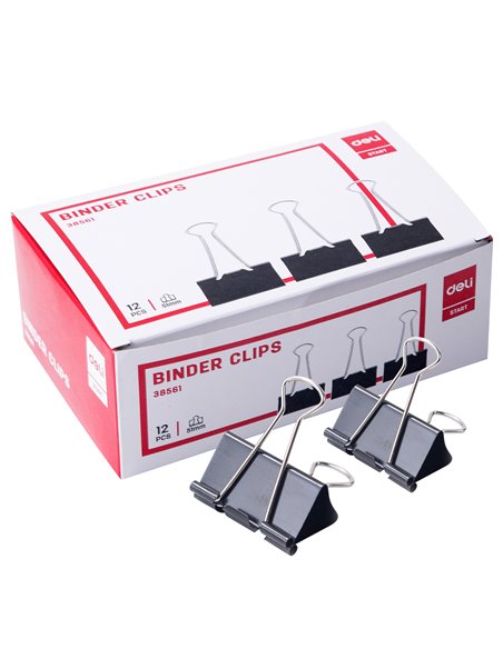 Clips hartie 51 mm Deli DLE38561, 12 bucati, cutie carton Clips hartie 51 mm Deli DLE38561, 12 bucati, cutie carton