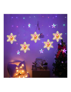 ROB-9137-66,Instalatie pom Craciun, Perdea luminoasa - Stelute + Fulgi de nea, multicolora, 2.60x0.65 cm