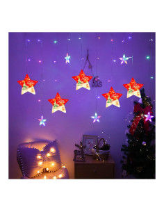 ROB-9137-75,Instalatie pom Craciun, Perdea luminoasa - Stelute, multicolora, 2.60x0.65 cm