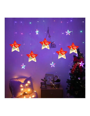 ROB-9137-75,Instalatie pom Craciun, Perdea luminoasa - Stelute, multicolora, 2.60x0.65 cm ROB-9137-75,Instalatie pom Craciun, Perdea luminoasa - Stelute, multicolora, 2.60x0.65 cm