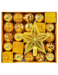 ROB-JQ-27926,Globuri pom Craciun, Aurii, 26 buc/set