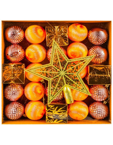 ROB-JQ-27896,Globuri pom Craciun, Portocalii, 26 buc/set ROB-JQ-27896,Globuri pom Craciun, Portocalii, 26 buc/set