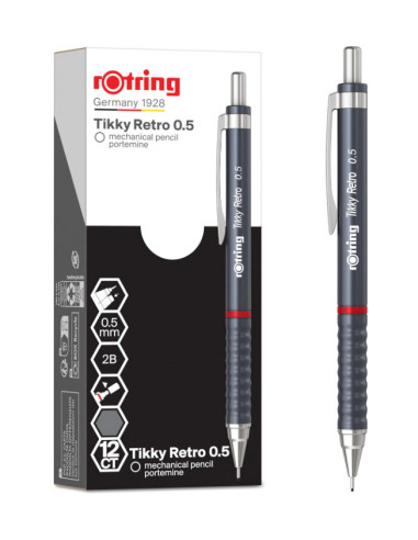 RO2202567,Creion mecanic Rotring Tikky 3 RO2202567, 0.5 mm, Gri retro