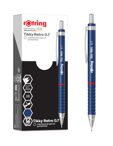 RO2202569,Creion mecanic Rotring Tikky 3 RO2202569, 0.7 mm, Albastru retro