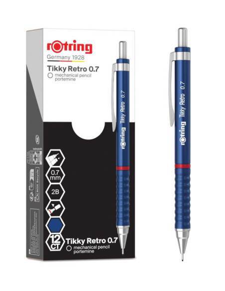 RO2202569,Creion mecanic Rotring Tikky 3 RO2202569, 0.7 mm, Albastru retro