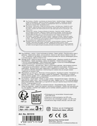 EF551510,Carioci 10 culori 2 capete (carioca+liner) eberhard faber