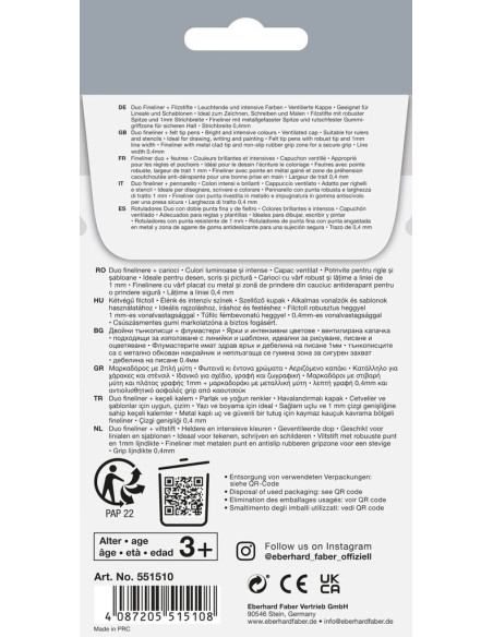 EF551510,Carioci 10 culori 2 capete (carioca+liner) eberhard faber