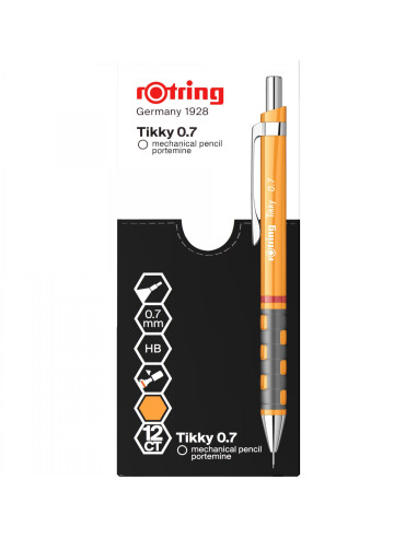RO2214585,Creion mecanic Rotring Tikky 3 RO2214585, 0.7 mm, Portocaliu deschis