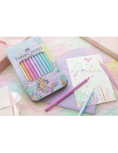Set cadou 10 creioane colorate sparkle jumbo pastel faber-castell 2