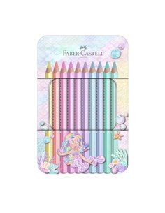 Set cadou 10 creioane colorate sparkle jumbo pastel faber-castell