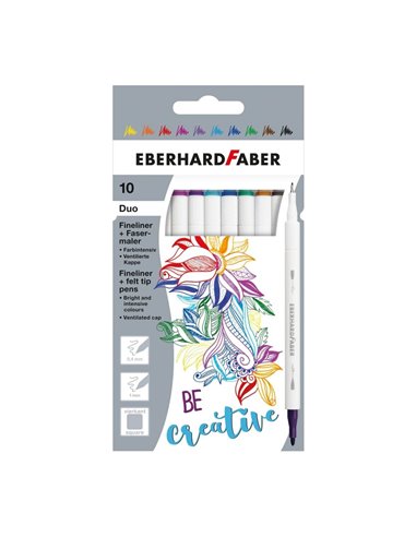 Carioci 10 culori 2 capete (carioca+liner) eberhard faber