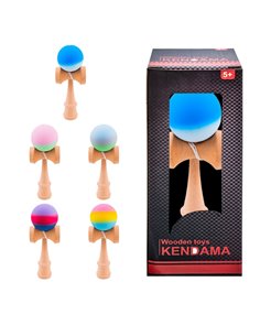 Jucarie Kendama din lemn, 7 x 6.5 x 18.5 cm, Curcubeu