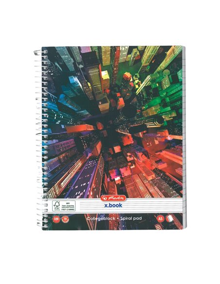 Caiet A5 cu spirala Herlitz, 100 file, 70g/mp, dictando, Motiv enjoy life