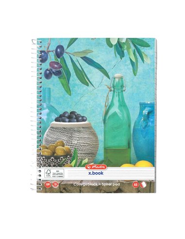 Caiet A5 cu spirala Herlitz, 100 file, 70g/mp, dictando, Motiv enjoy life