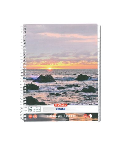 Caiet A5 cu spirala Herlitz, 100 file, 70g/mp, dictando, Motiv enjoy life