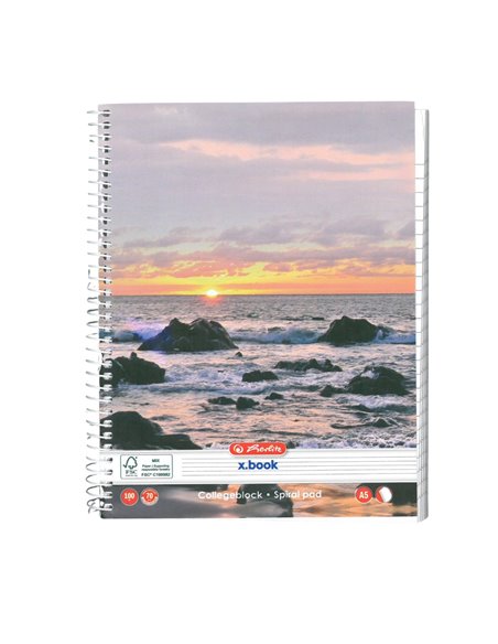 Caiet A5 cu spirala Herlitz, 100 file, 70g/mp, dictando, Motiv enjoy life