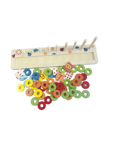 L3405,Inele din lemn pentru calcul - joc de numarare