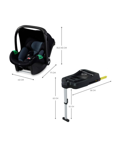 KCMIPRFXBLK0000,Scoica Auto Kinderkraft Mink Pro I-size 40-75 Cm + Baza Zestaw Black