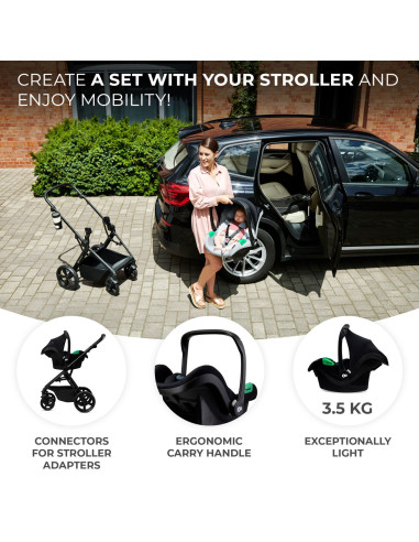 KCMIPRFXBLK0000,Scoica Auto Kinderkraft Mink Pro I-size 40-75 Cm + Baza Zestaw Black