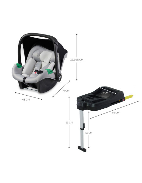 KCMIPRFXGRY0000,Scoica Auto Kinderkraft Mink Pro I-size 40-75 Cm + Baza Zestaw Grey