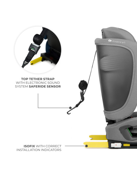 KCFI2GO0GRY0000,Scaun Auto Kinderkraft Fix2go 76-150 Cm, Grey