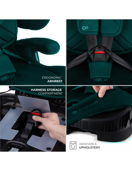 KCFI2GO0GRE0000,Scaun Auto Kinderkraft Fix2go 76-150 Cm, Green