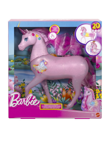 MTJCP78,Barbie Unicorn Roz Cu Lumini Stralucitoare Si Sunete