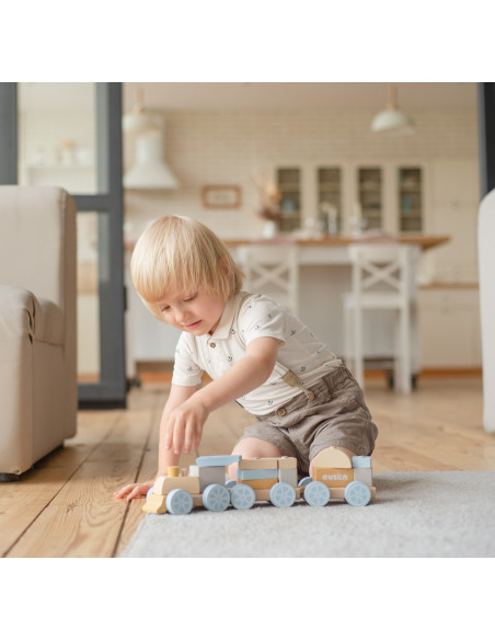 KC-15900,Jucarie din lemn, cubika, trenuletul express - pastel