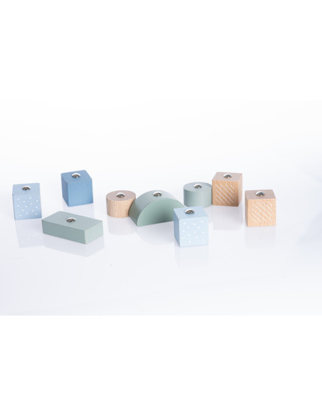 KC-15917,Jucarie din lemn, cubika, macara magnetica - pastel