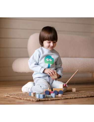 KC-15917,Jucarie din lemn, cubika, macara magnetica - pastel