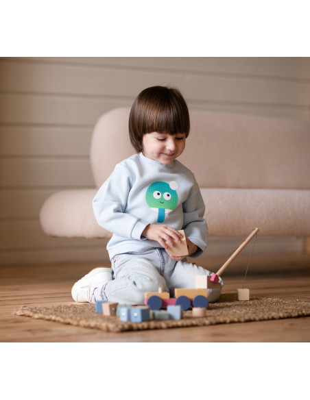 KC-15917,Jucarie din lemn, cubika, macara magnetica - pastel