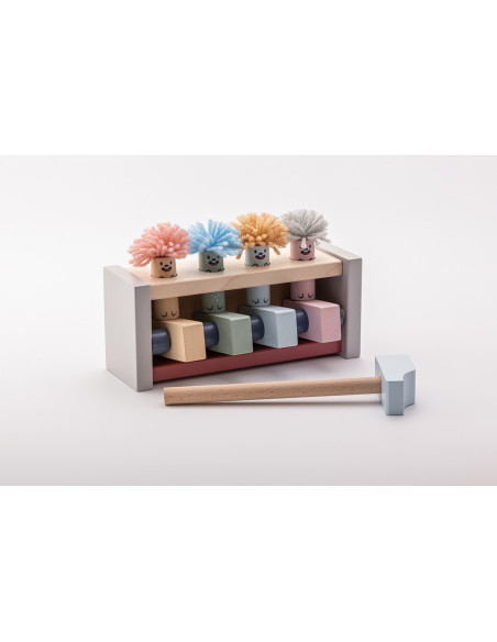 KC-15948,Jucarie din lemn, cubika - claunii saritori - pastel