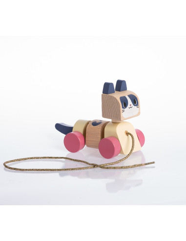 KC-15986,Jucarie din lemn, cubika, prietena mea pisicuta - pastel