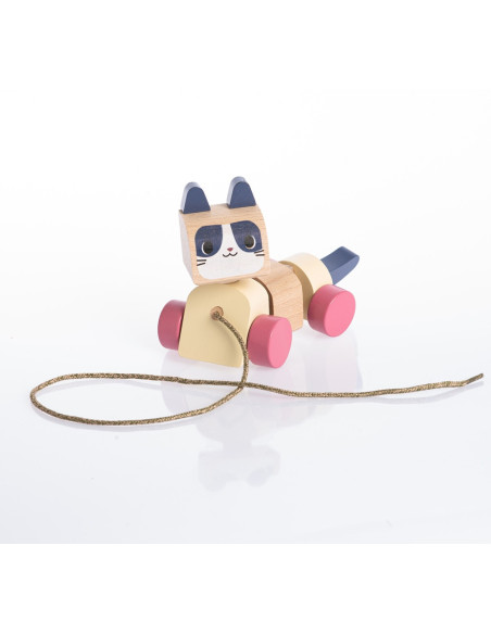 KC-15986,Jucarie din lemn, cubika, prietena mea pisicuta - pastel