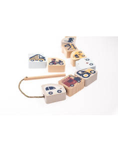 KC-16006,Joc de indemanare din lemn, cubika, masinute zburatoare - pastel 2