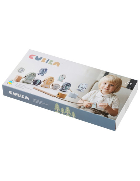 KC-16020,Joc de indemanare din lemn, cubika, pestisori - pastel