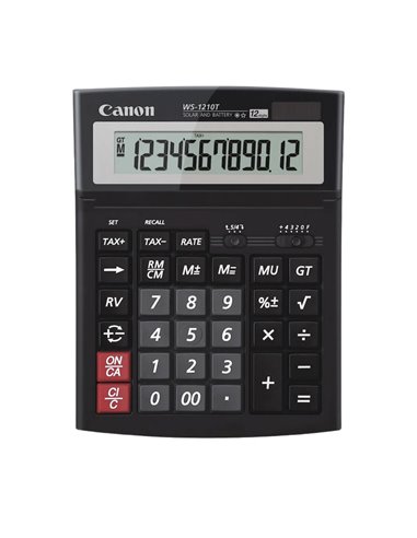 Calculator de birou CANON, WS-1210THB, ecran 12 digiti, alimentare solara si baterie, display LCD, functie business, tax si conv