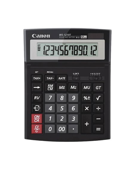 Calculator de birou CANON, WS-1210THB, ecran 12 digiti, alimentare solara si baterie, display LCD, functie business, tax si conv
