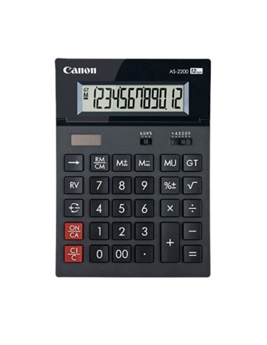 Calculator de birou CANON AS-2200, 12 digiti, alimentare solara si baterie, Negru
