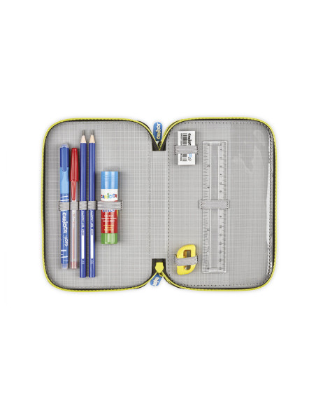 Penar echipat cu 3 compartimente Carioca Comics, Bleu-galben