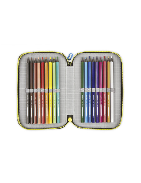 Penar echipat cu 3 compartimente Carioca Comics, Bleu-galben