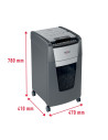 RX-2020300MEU,Distrugator documente automat REXEL Optimum 300M, P5, micro-cut, 300 coli, cos 60l, Negru-gri