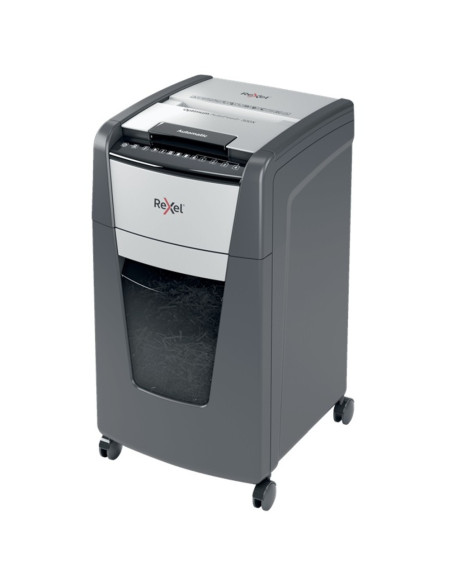 RX-2020300XEU,Distrugator documente automat REXEL Optimum 300X, P4, cross-cut, 300 coli, cos 60l, Negru-gri