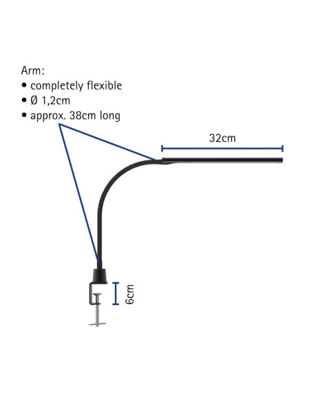 MA-82026-90,Lampa de birou, cu LED si sistem de prindere, MAUL Pirro - Neagra