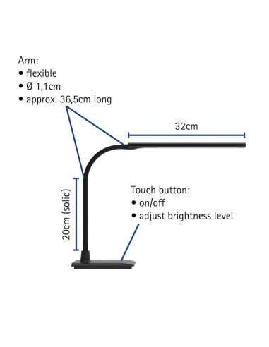 MA-82027-90,Lampa de birou, cu LED, MAUL Pirro - Neagra