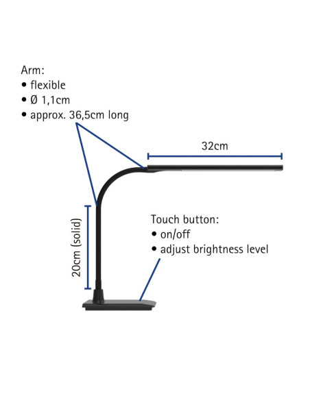 MA-82027-90,Lampa de birou, cu LED, MAUL Pirro - Neagra