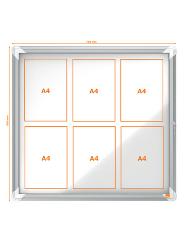 NB-1902558,Avizier NOBO Premium Plus, interior, otel emailat, 6x A4, cu usa si cheie, magnetic, Alb