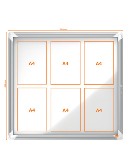 NB-1902558,Avizier NOBO Premium Plus, interior, otel emailat, 6x A4, cu usa si cheie, magnetic, Alb