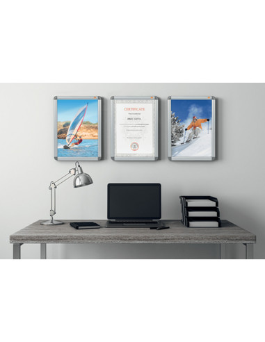 NB-1902211,Rama pentru perete NOBO, aluminiu, cu clip, A1, Gri